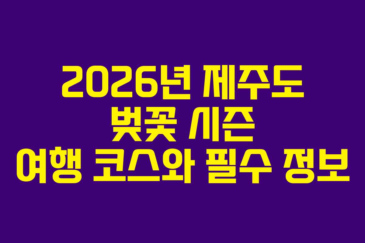 2026년 제주도 벚꽃 시즌 여행 코스와 필수 정보