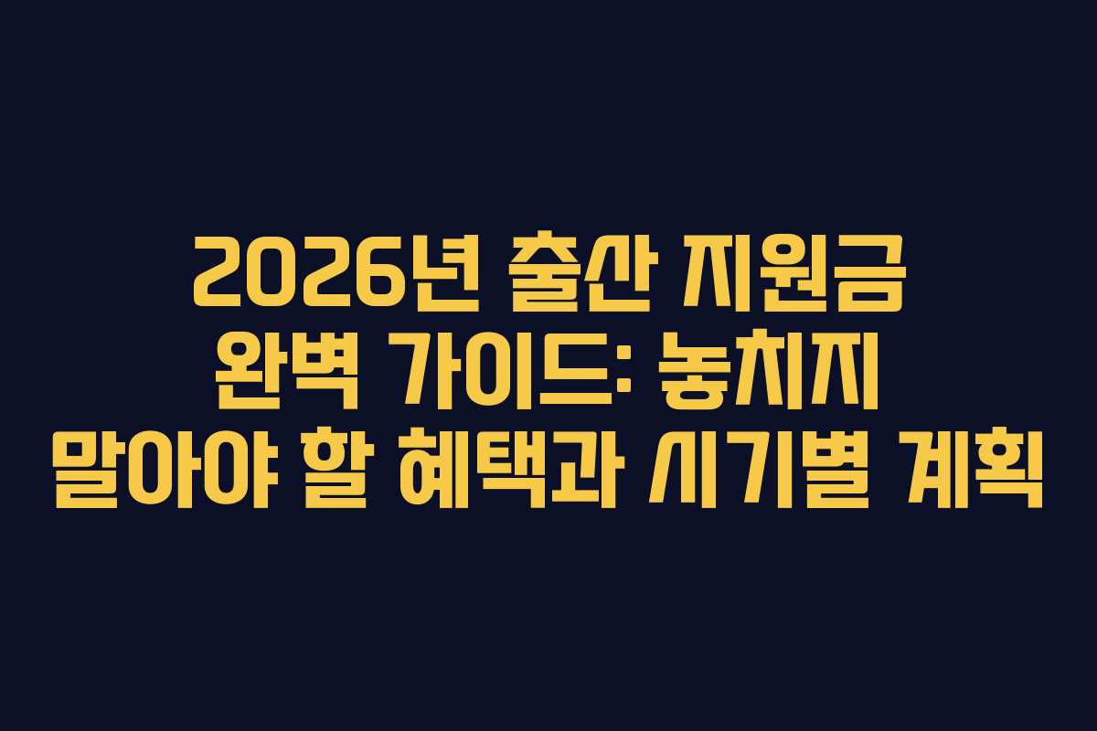 2026년 출산 지원금 완벽 가이드: 놓치지 말아야 할 혜택과 시기별 계획