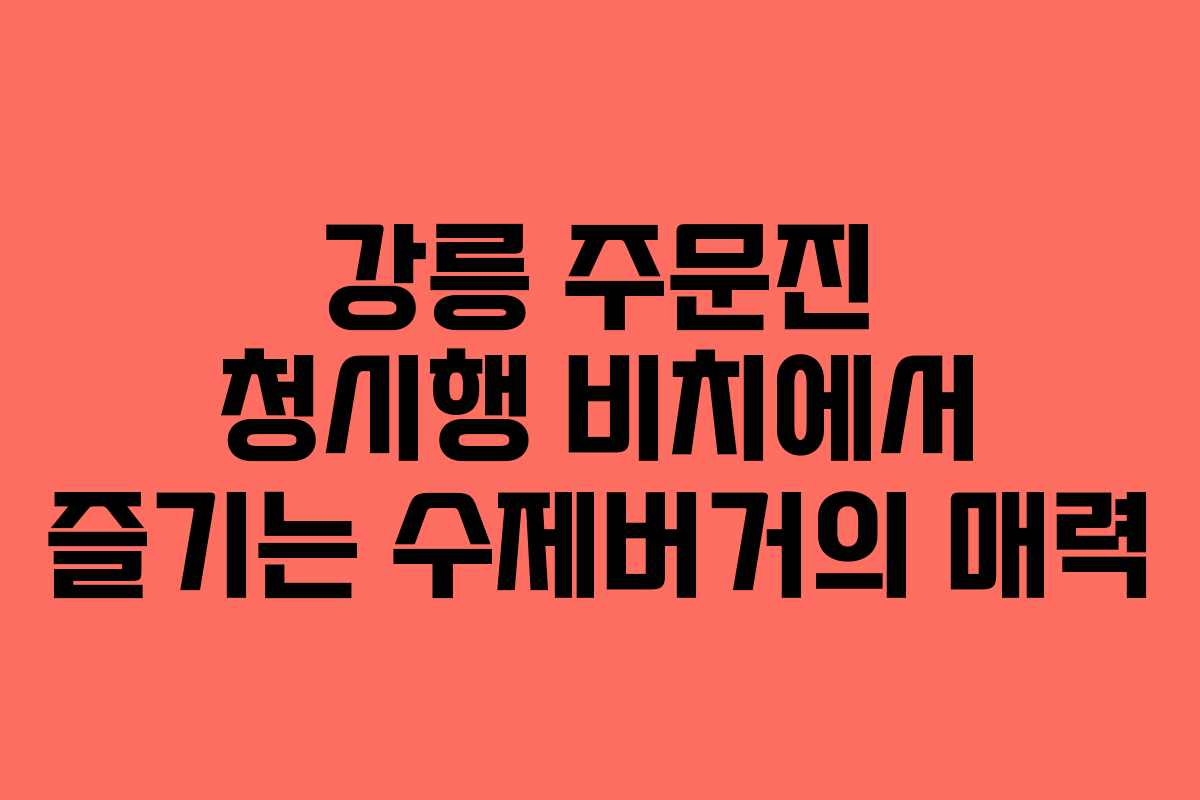 강릉 주문진 청시행 비치에서 즐기는 수제버거의 매력