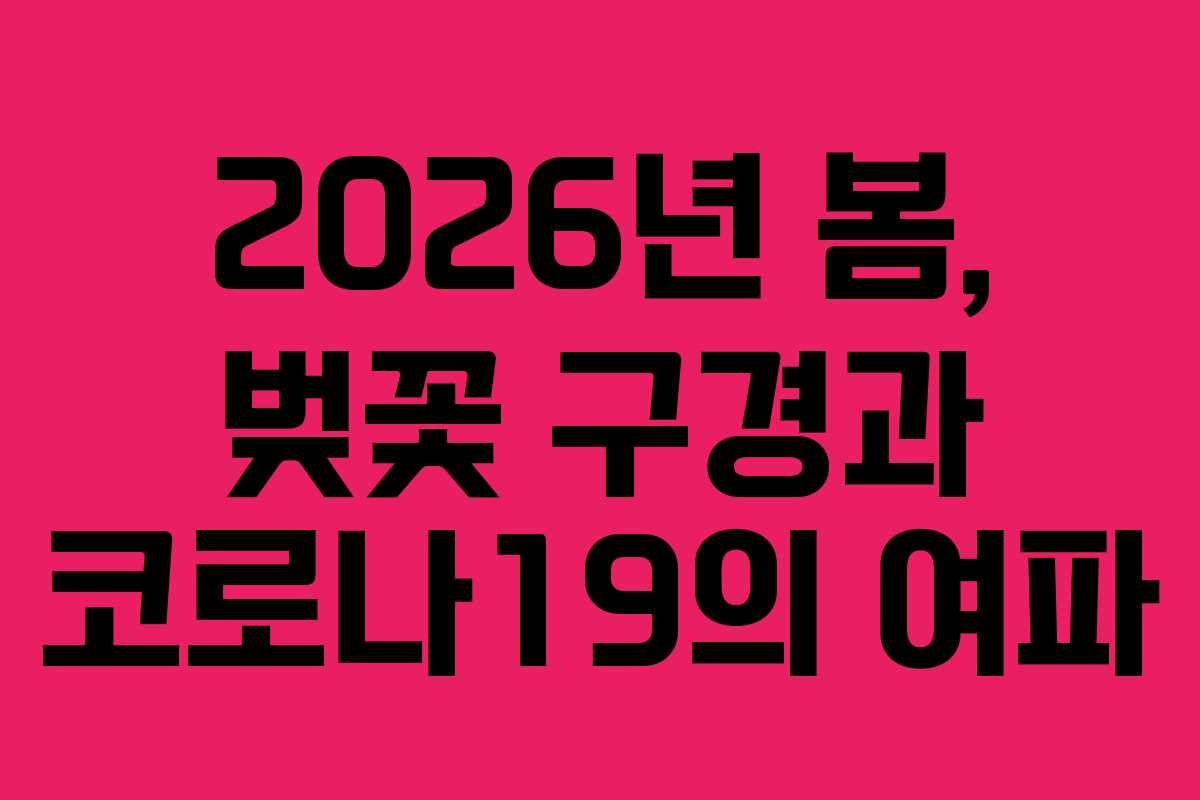 2026년 봄, 벚꽃 구경과 코로나19의 여파