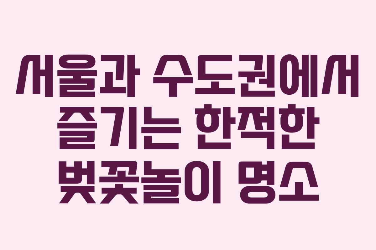 서울과 수도권에서 즐기는 한적한 벚꽃놀이 명소