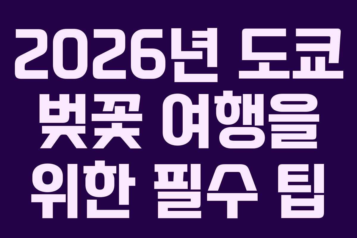 2026년 도쿄 벚꽃 여행을 위한 필수 팁