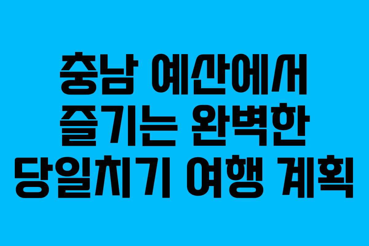 충남 예산에서 즐기는 완벽한 당일치기 여행 계획