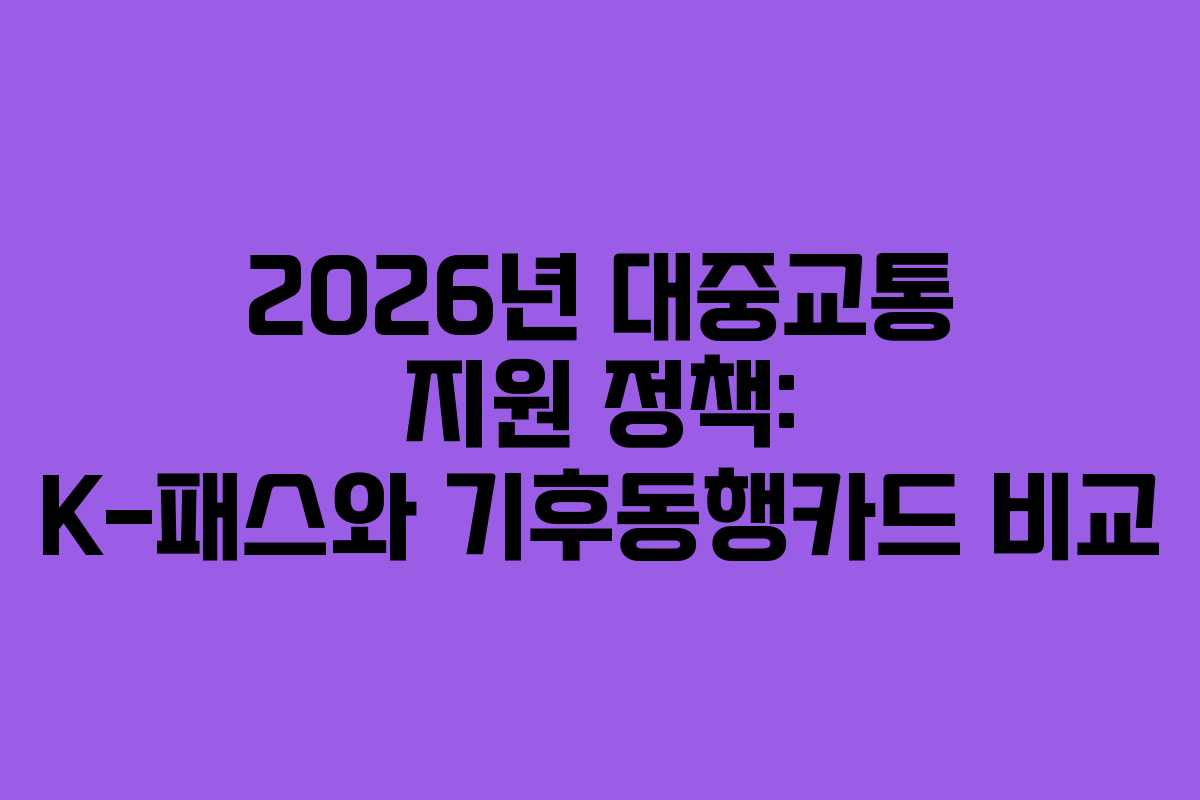 2026년 대중교통 지원 정책: K-패스와 기후동행카드 비교