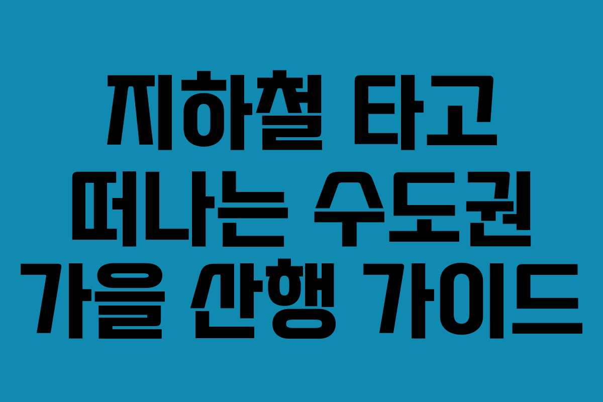 지하철 타고 떠나는 수도권 가을 산행 가이드