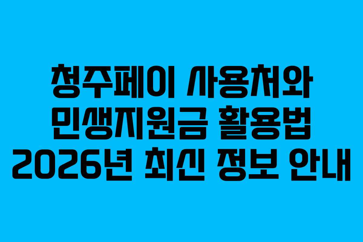 청주페이 사용처와 민생지원금 활용법 2026년 최신 정보 안내
