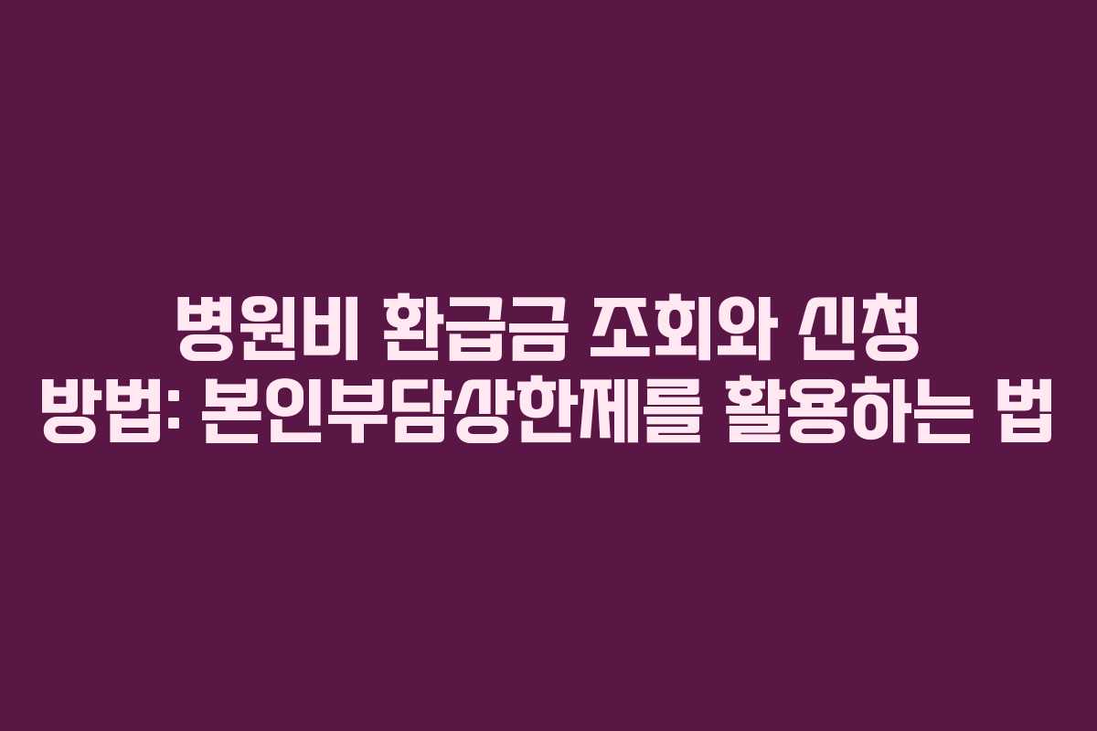 병원비 환급금 조회와 신청 방법: 본인부담상한제를 활용하는 법