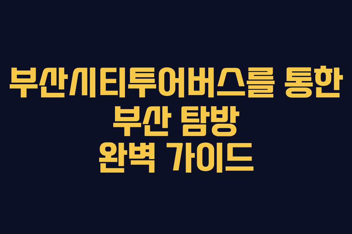 부산시티투어버스를 통한 부산 탐방 완벽 가이드