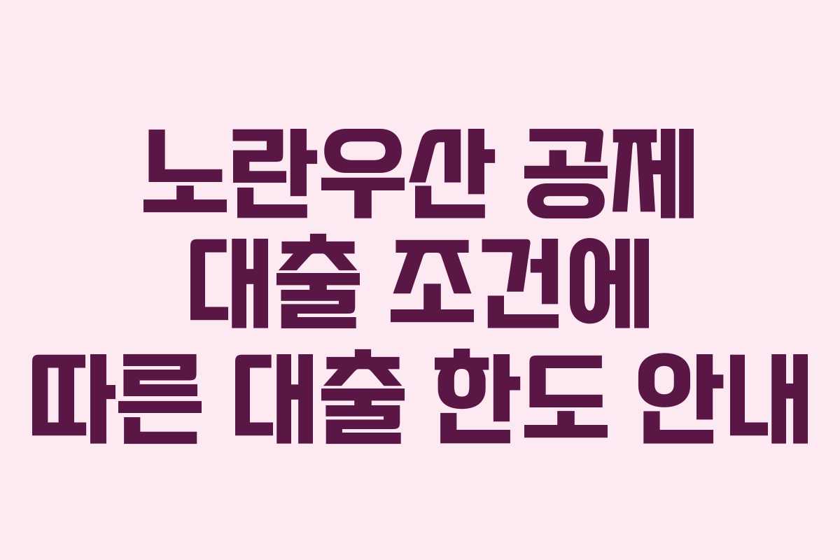 노란우산 공제 대출 조건에 따른 대출 한도 안내