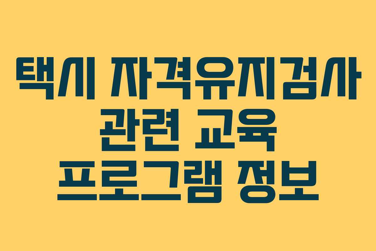 택시 자격유지검사 관련 교육 프로그램 정보