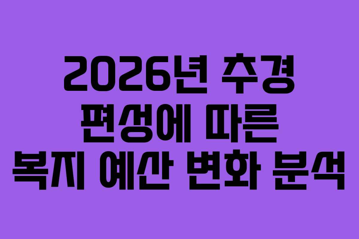 2026년 추경 편성에 따른 복지 예산 변화 분석