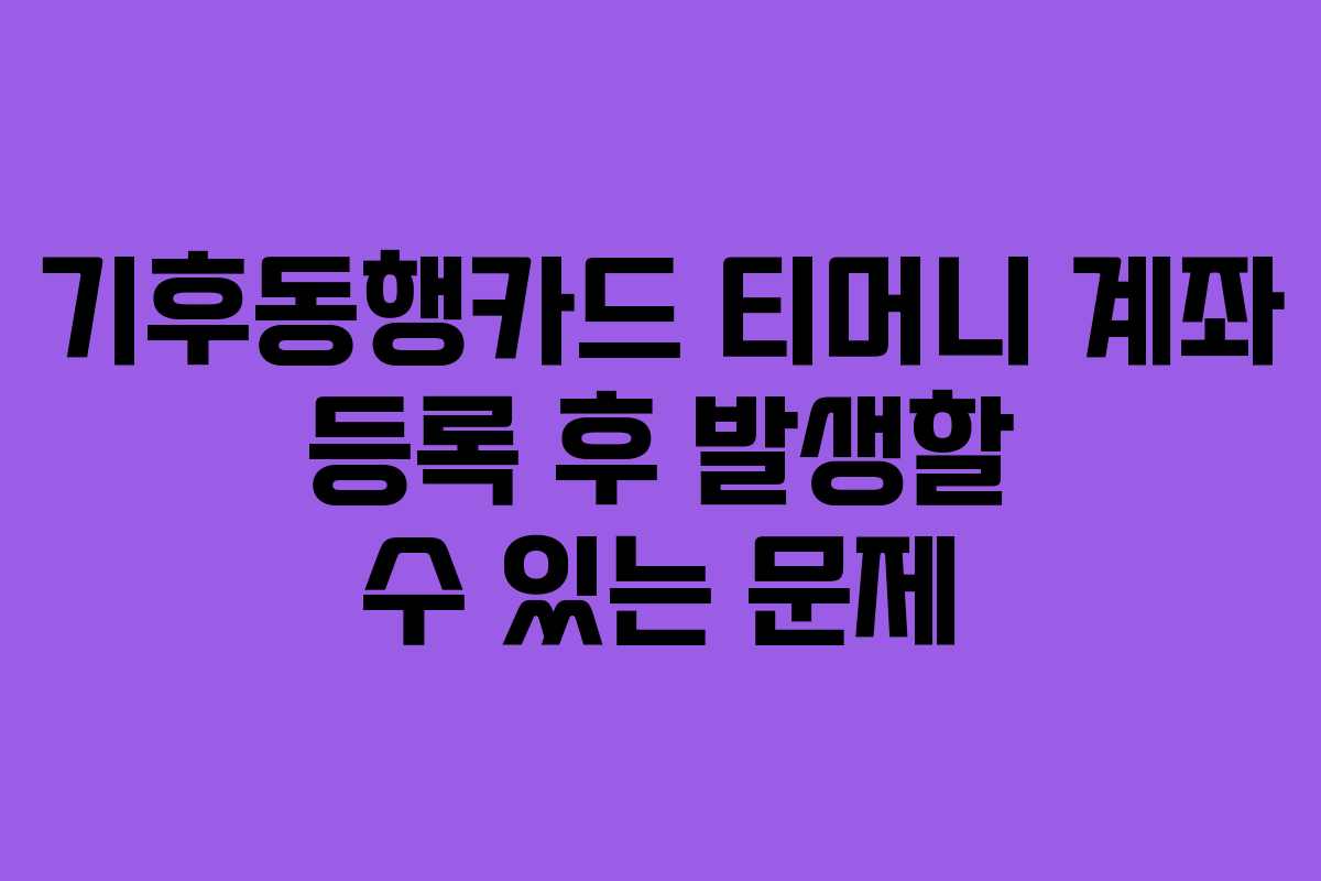 기후동행카드 티머니 계좌 등록 후 발생할 수 있는 문제