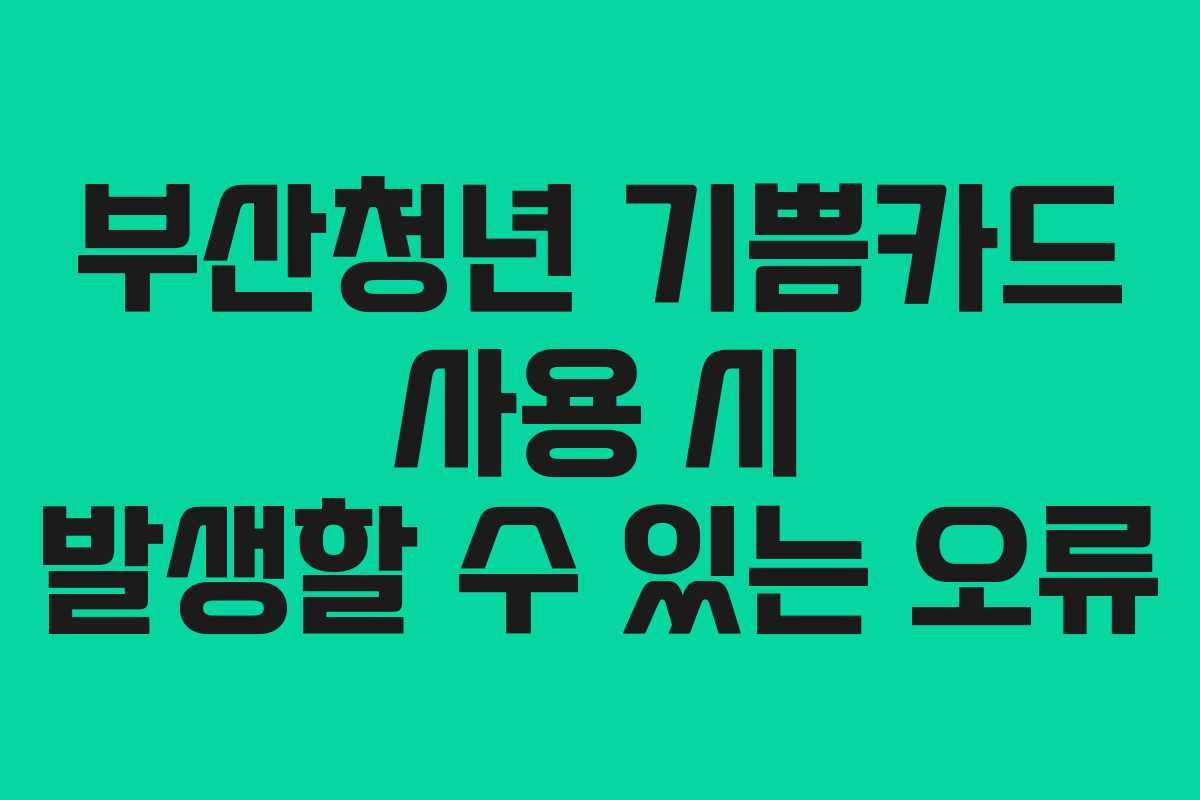 부산청년 기쁨카드 사용 시 발생할 수 있는 오류