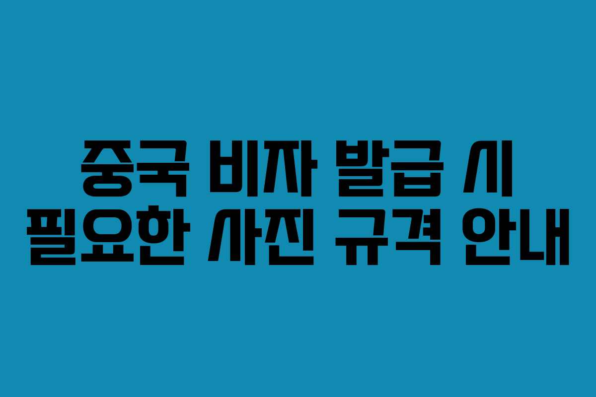 중국 비자 발급 시 필요한 사진 규격 안내