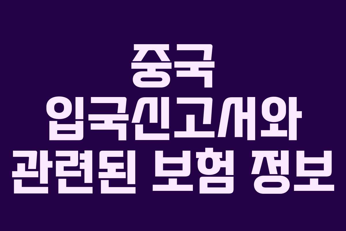 중국 입국신고서와 관련된 보험 정보