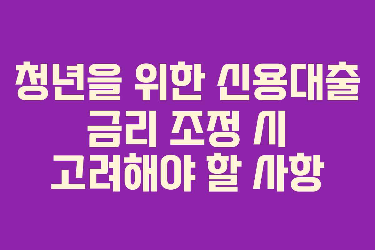 청년을 위한 신용대출 금리 조정 시 고려해야 할 사항