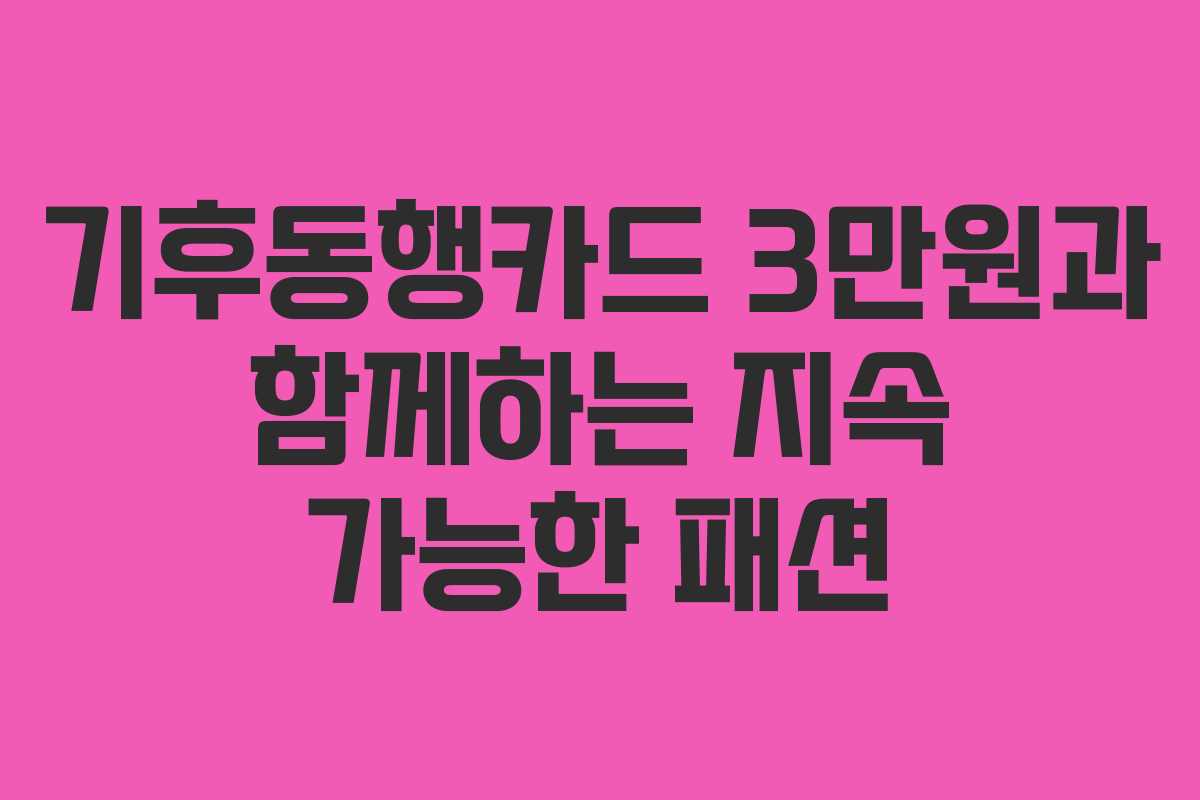 기후동행카드 3만원과 함께하는 지속 가능한 패션