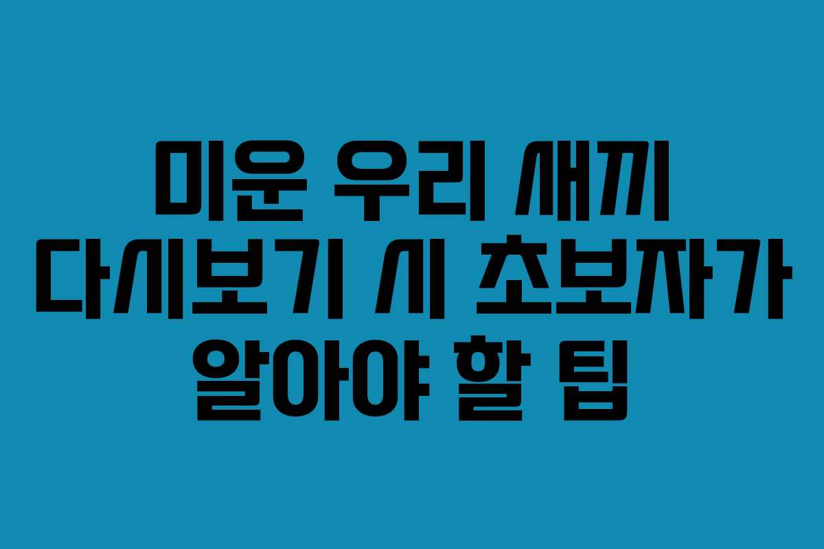 미운 우리 새끼 다시보기 시 초보자가 알아야 할 팁
