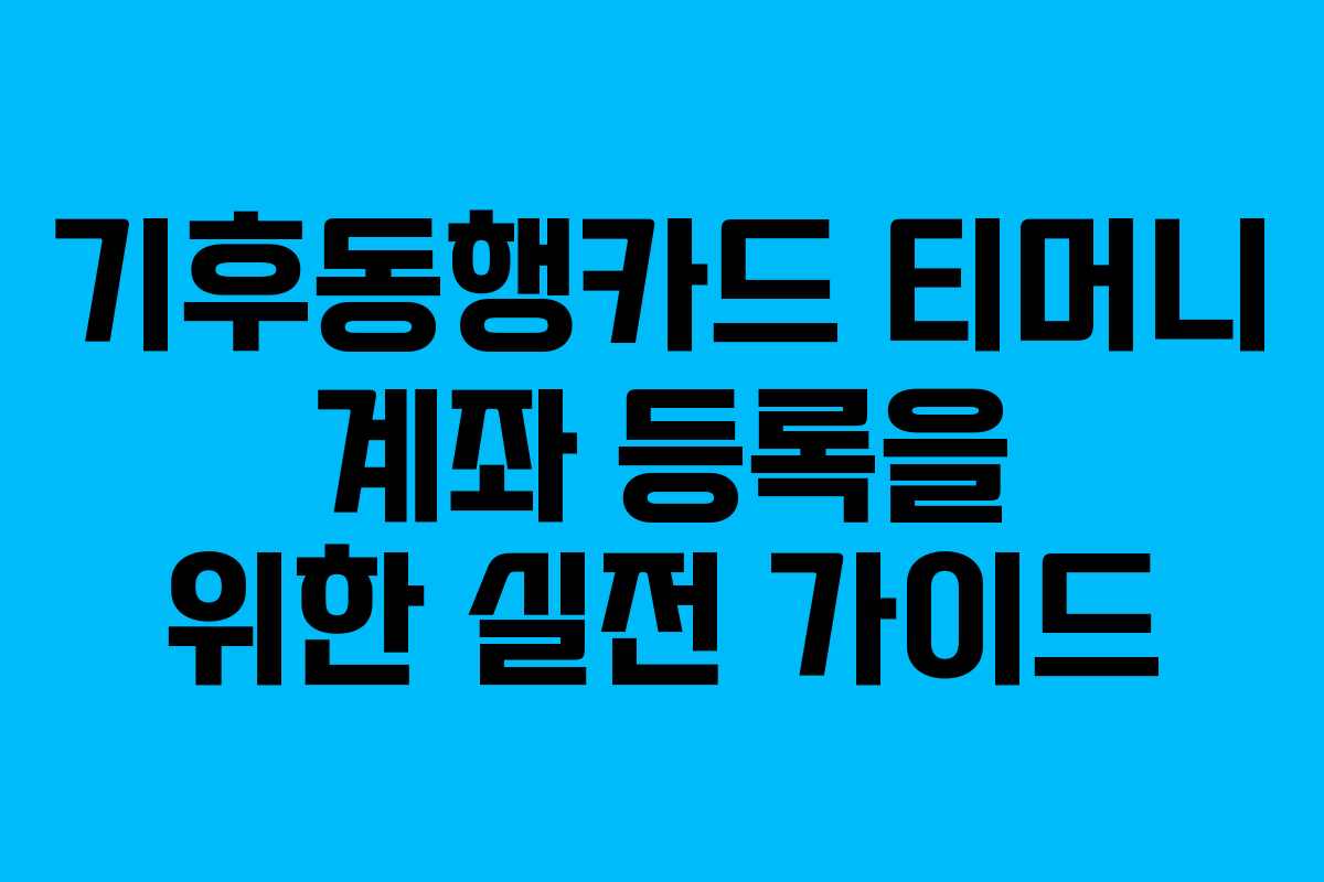 기후동행카드 티머니 계좌 등록을 위한 실전 가이드