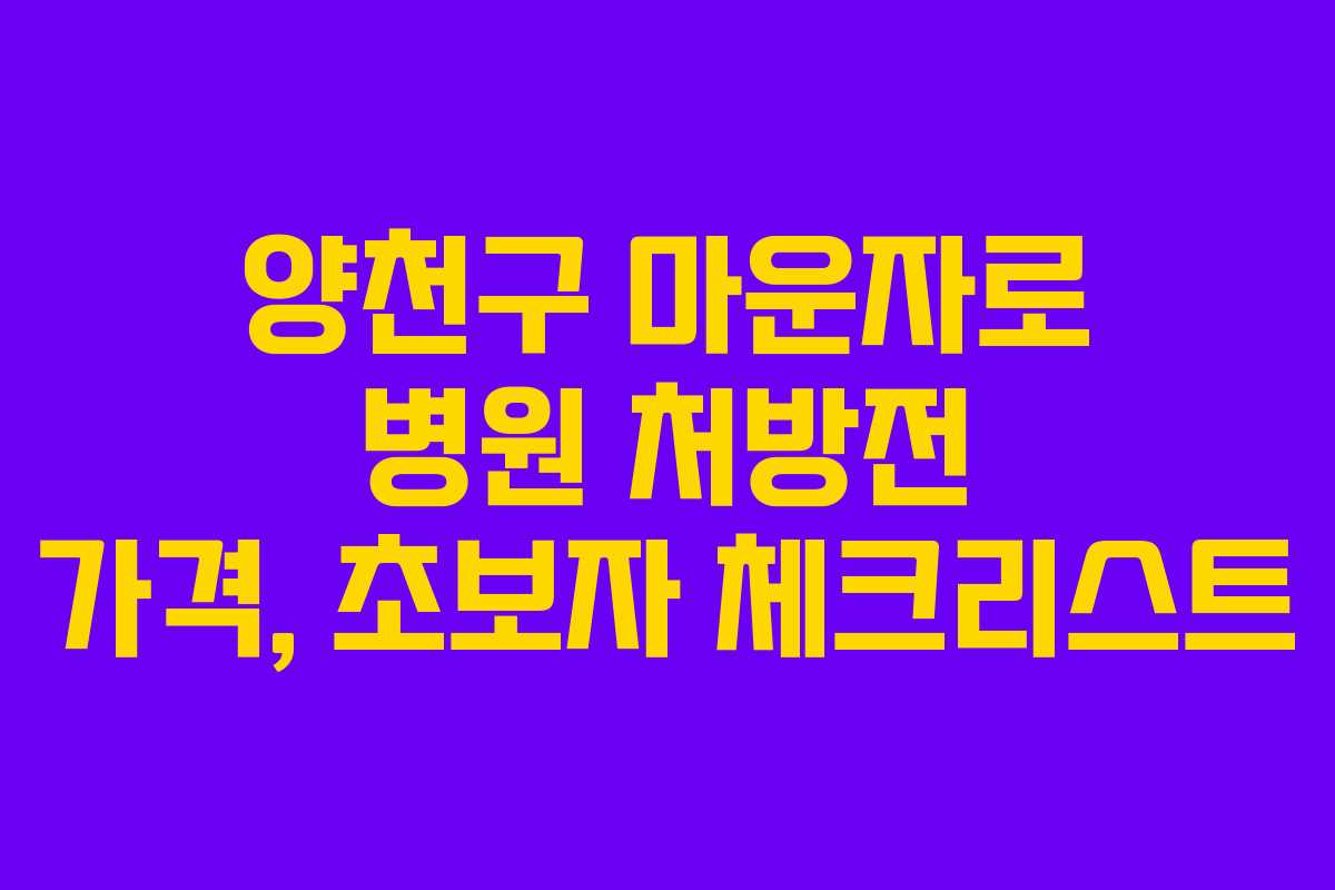 양천구 마운자로 병원 처방전 가격, 초보자 체크리스트