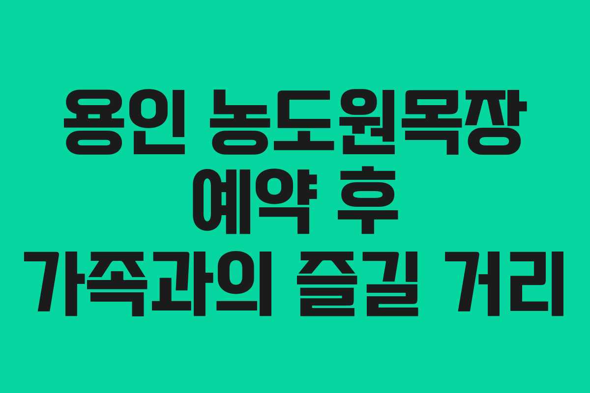 용인 농도원목장 예약 후 가족과의 즐길 거리