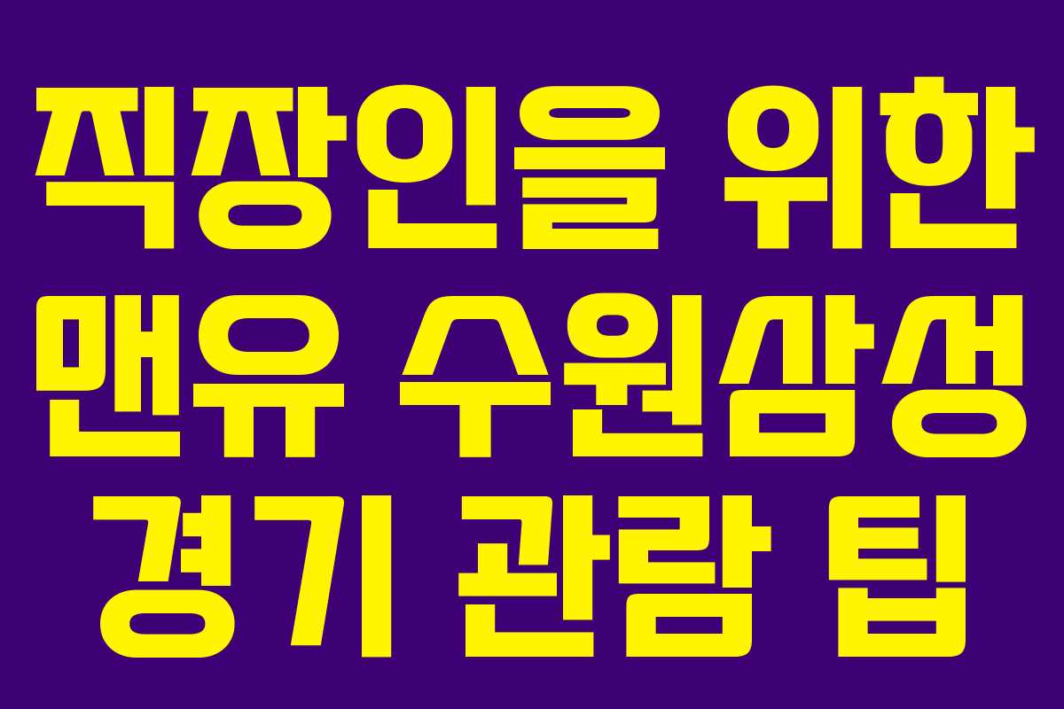 직장인을 위한 맨유 수원삼성 경기 관람 팁