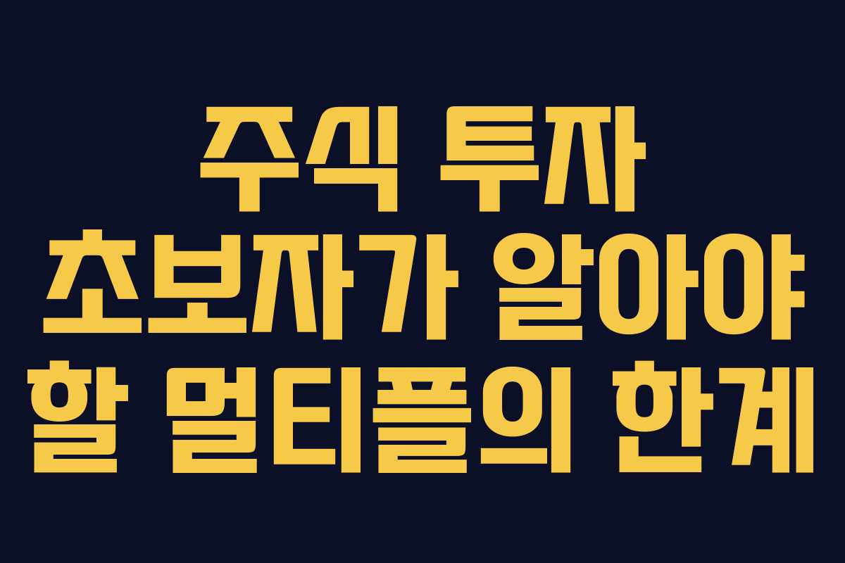 주식 투자 초보자가 알아야 할 멀티플의 한계