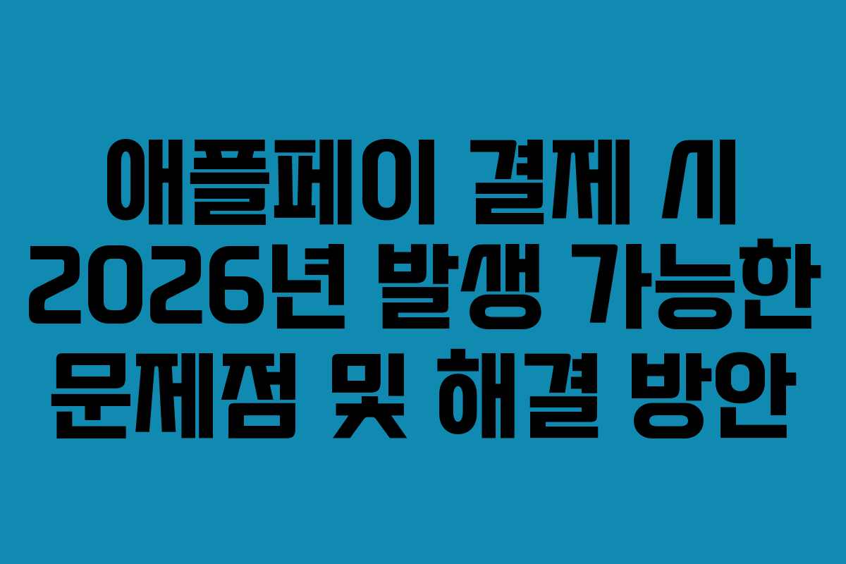 애플페이 결제 시 2026년 발생 가능한 문제점 및 해결 방안