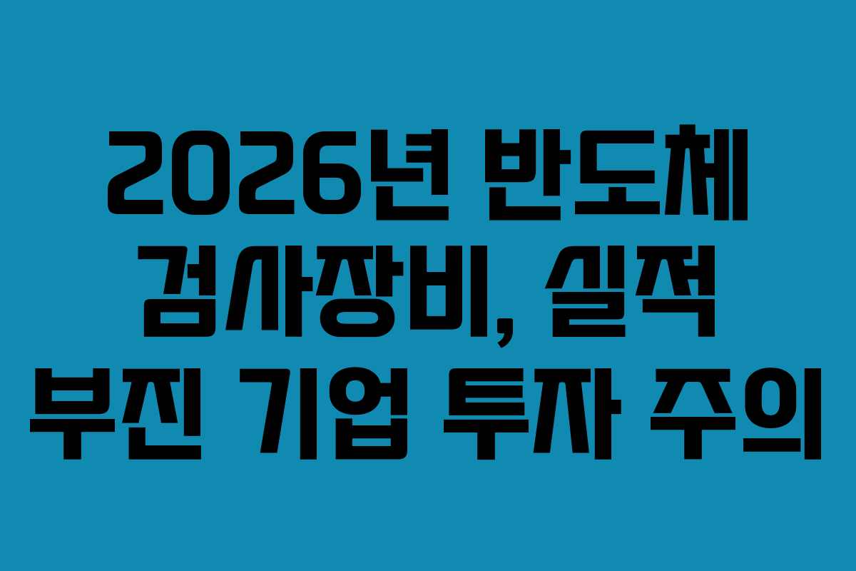 2026년 반도체 검사장비, 실적 부진 기업 투자 주의