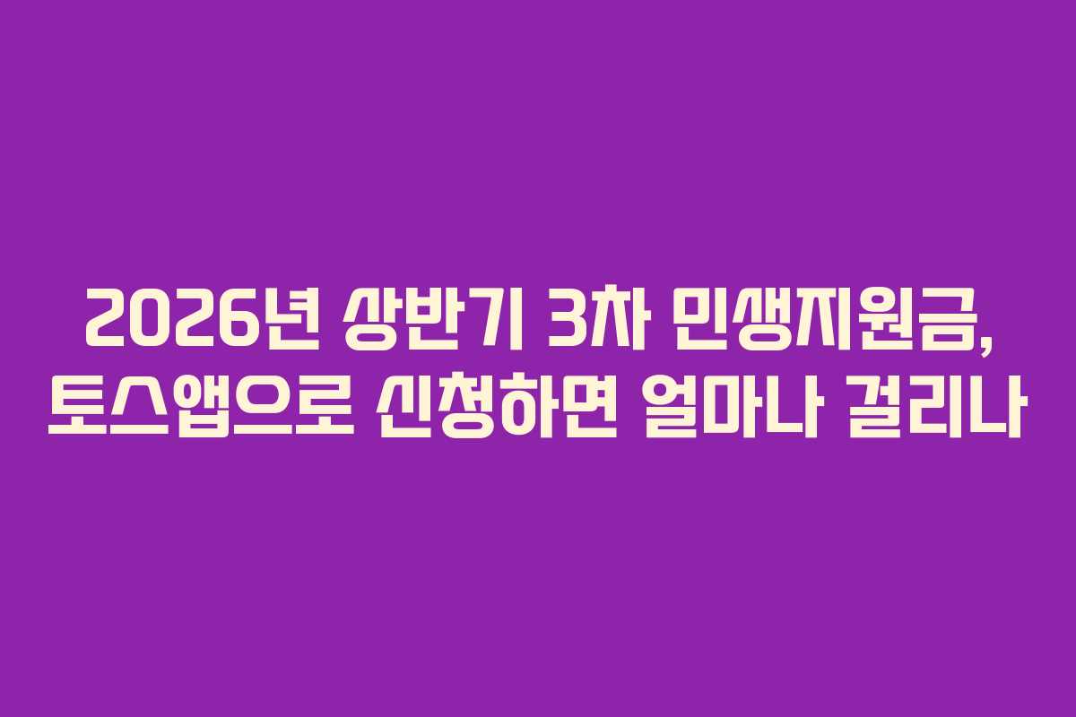 2026년 상반기 3차 민생지원금, 토스앱으로 신청하면 얼마나 걸리나
