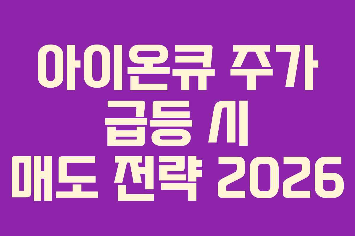 아이온큐 주가 급등 시 매도 전략 2026