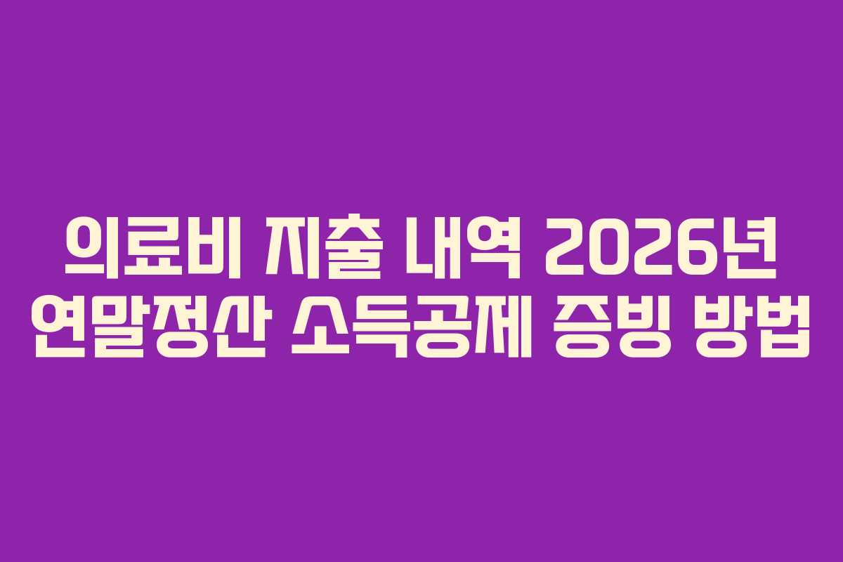 의료비 지출 내역 2026년 연말정산 소득공제 증빙 방법