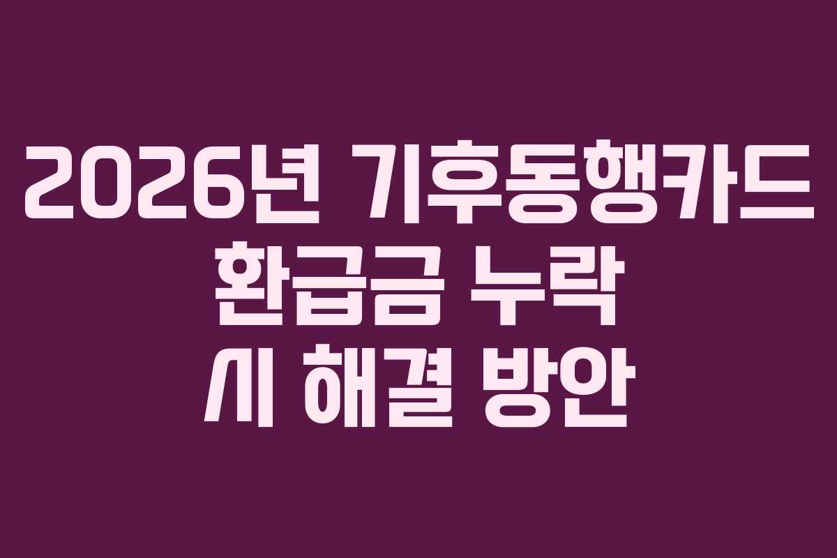 2026년 기후동행카드 환급금 누락 시 해결 방안