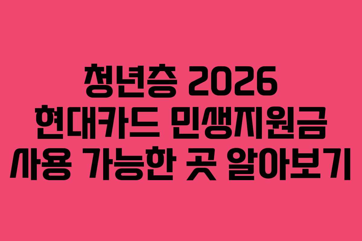 청년층 2026 현대카드 민생지원금 사용 가능한 곳 알아보기