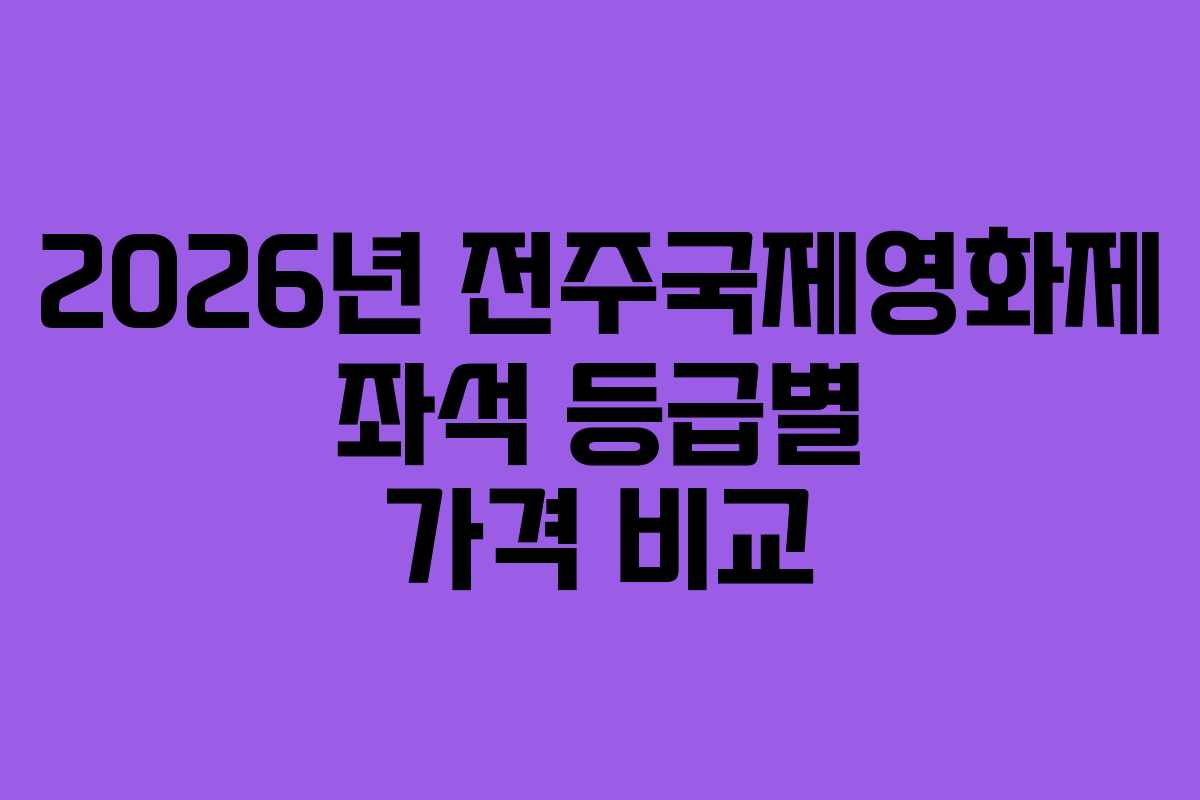 2026년 전주국제영화제 좌석 등급별 가격 비교