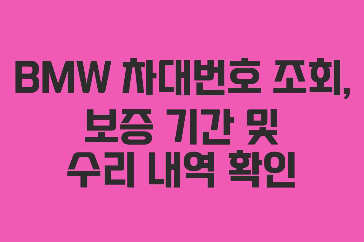 BMW 차대번호 조회, 보증 기간 및 수리 내역 확인