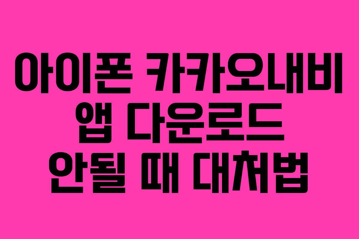 아이폰 카카오내비 앱 다운로드 안될 때 대처법