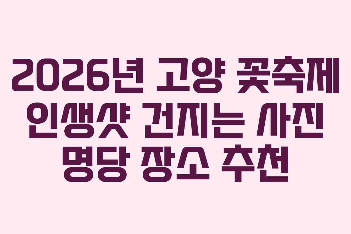2026년 고양 꽃축제 인생샷 건지는 사진 명당 장소 추천