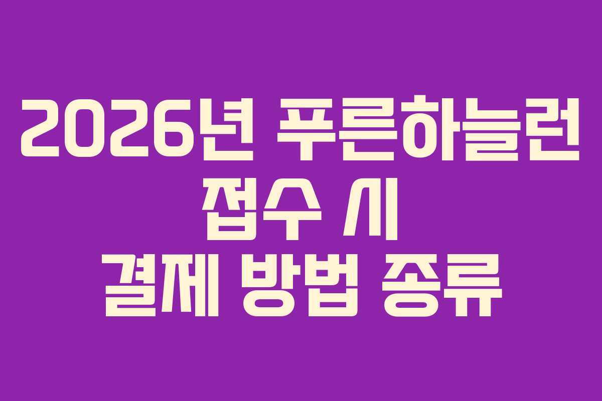 2026년 푸른하늘런 접수 시 결제 방법 종류