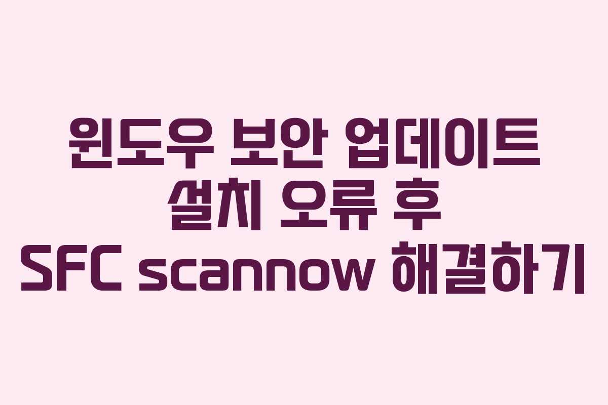 윈도우 보안 업데이트 설치 오류 후 SFC scannow 해결하기