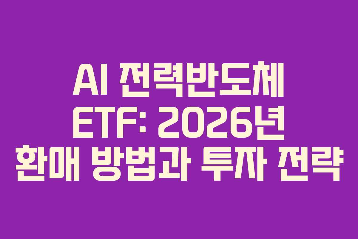 AI 전력반도체 ETF: 2026년 환매 방법과 투자 전략