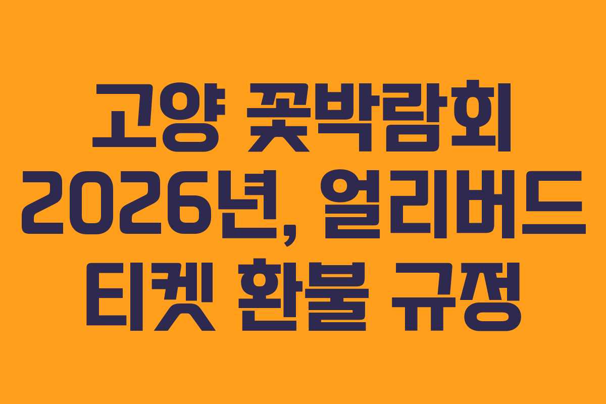 고양 꽃박람회 2026년, 얼리버드 티켓 환불 규정