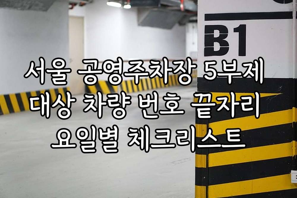 서울 공영주차장 5부제 대상 차량 번호 끝자리 요일별 체크리스트