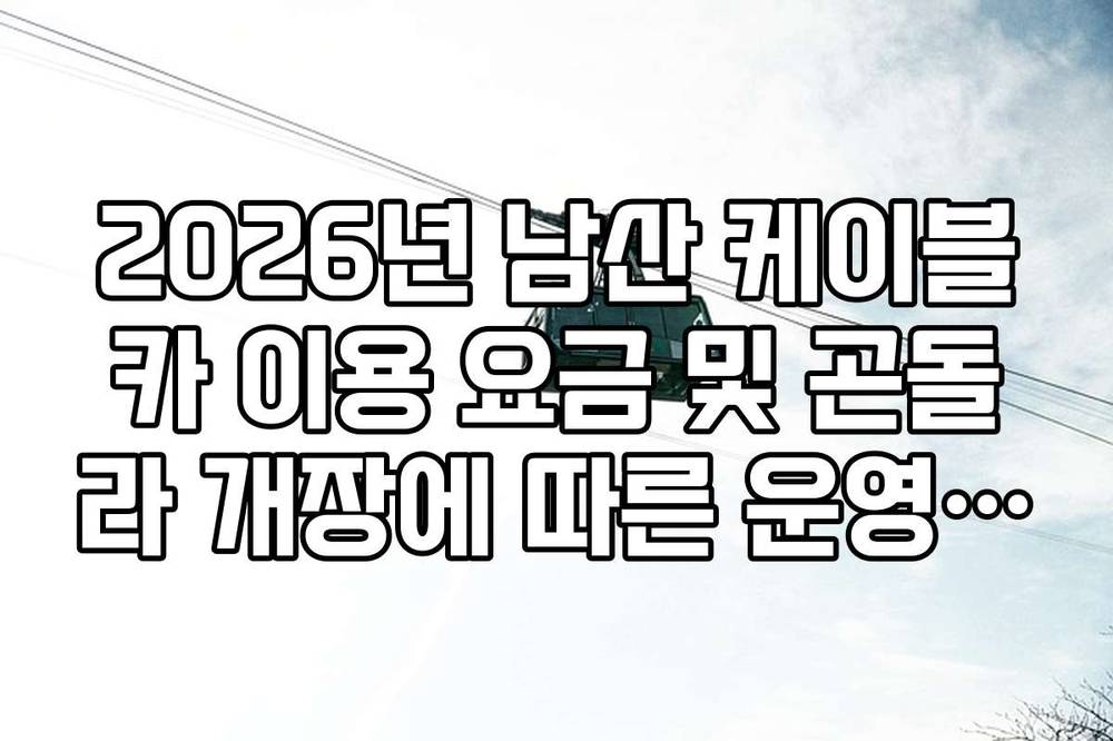 2026년 남산 케이블카 이용 요금 및 곤돌라 개장에 따른 운영 변화 가이드
