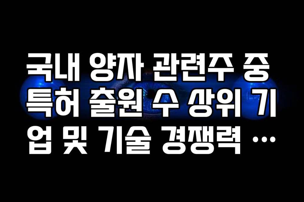 국내 양자 관련주 중 특허 출원 수 상위 기업 및 기술 경쟁력 분석