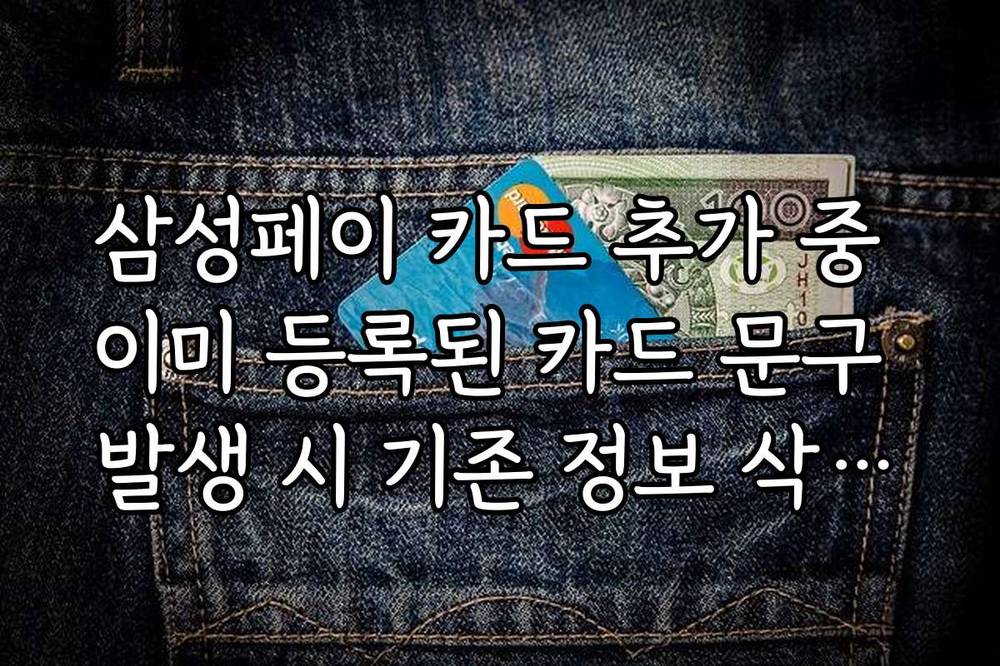 삼성페이 카드 추가 중 이미 등록된 카드 문구 발생 시 기존 정보 삭제법