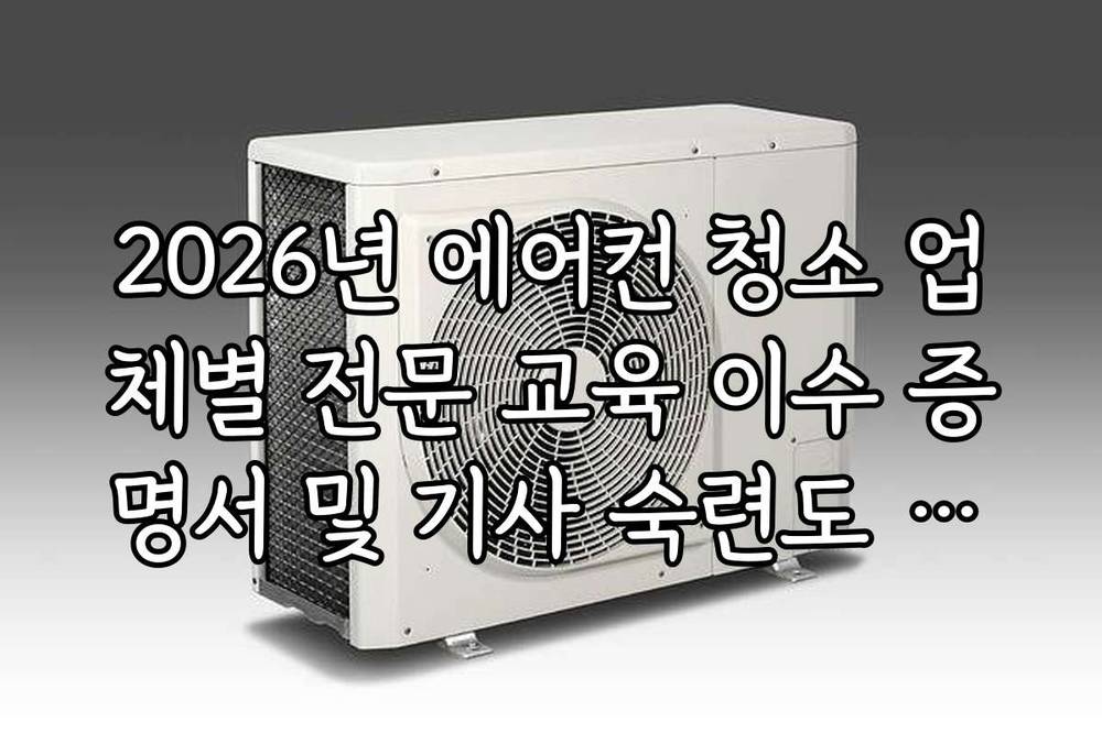 2026년 에어컨 청소 업체별 전문 교육 이수 증명서 및 기사 숙련도 확인