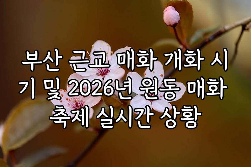 부산 근교 매화 개화 시기 및 2026년 원동 매화 축제 실시간 상황