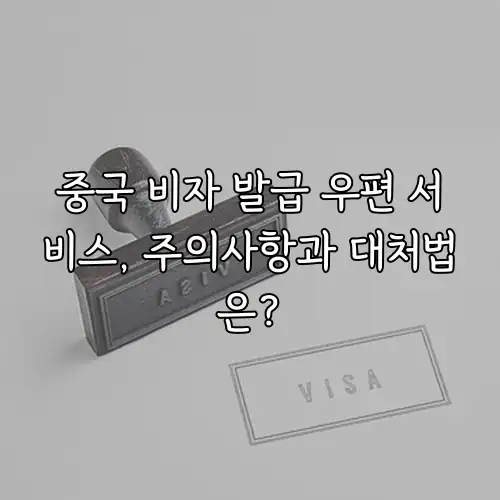 중국 비자 발급 우편 서비스, 주의사항과 대처법은?