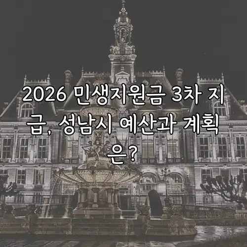 2026 민생지원금 3차 지급, 성남시 예산과 계획은?